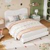 Kids Velvet Bed Frame with Boucle Headboard, Low-Profile Platform Bed with Rounded Corners and Wood Slats, Noise-Free Easy Assembly - 2 of 4