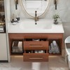 KWPZQEB 35.4" Bathroom Vanity with Ceramic Sink, Bathroom Sink Cabinet with 2 Drawers & 2 Storage Spaces, Floating Bathroom Vanity for Bathroom, Brown - 3 of 4
