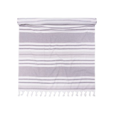 Cotton Oversized Striped Fouta Beach Towel with Tassels by Blue Nile Mills