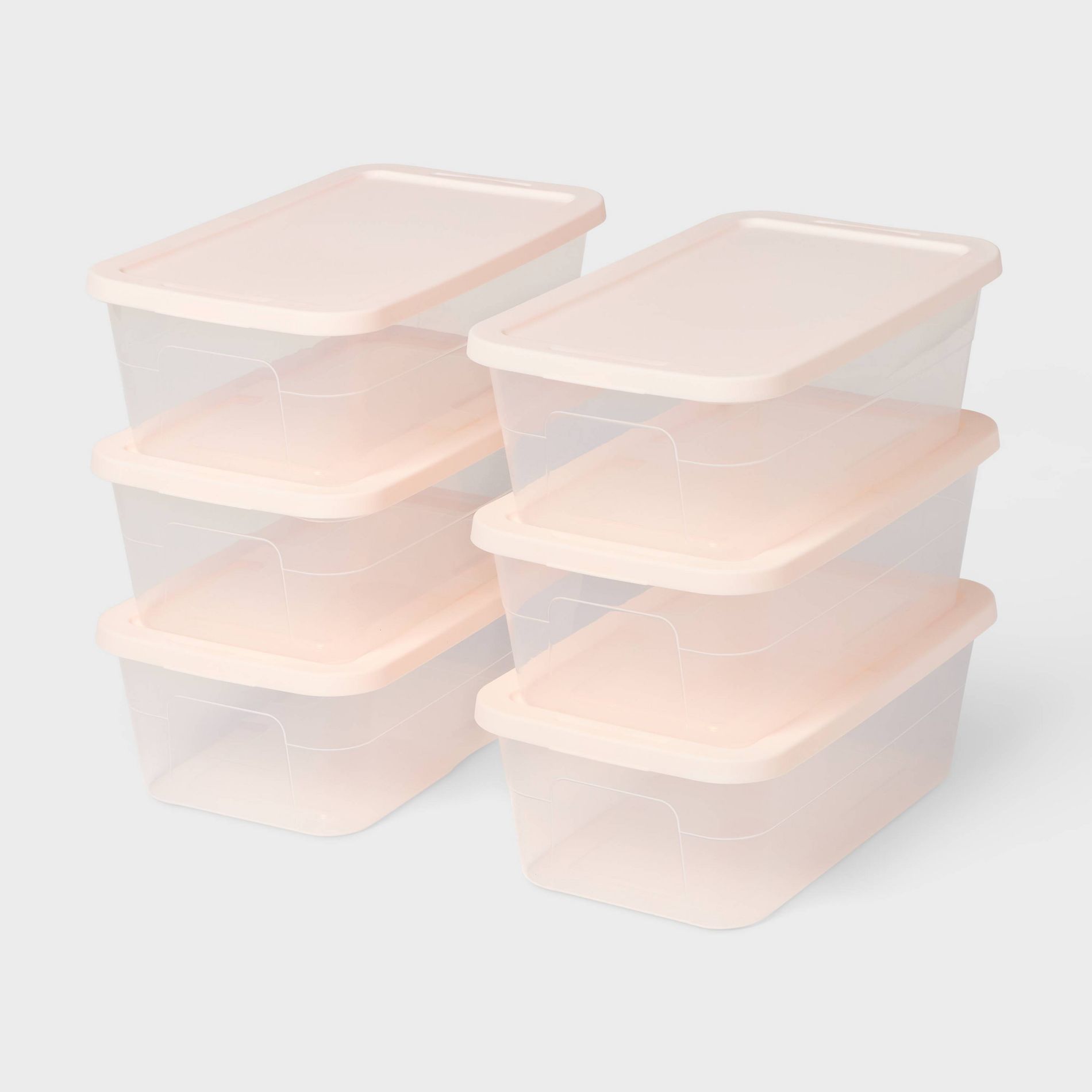 6qt 6pk Clear Tote with Pink Lids - Brightroom™
