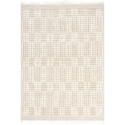 Crissy Crosshatch Shag Wool and Cotton Beige Area Rug