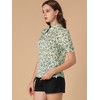 Allegra K Women's Vintage Floral Turnover Collar Split Neck Puff Short Sleeve Chiffon Blouse - 4 of 4
