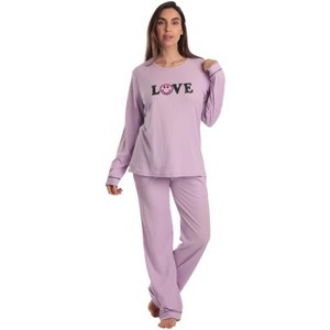 Just Love Women’s Cotton Pajama Set – Long Sleeve Top & Sleep Pants with Pockets – Soft Jersey Knit - 1 of 3
