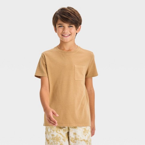 Boys' Short Sleeve Washed T-shirt - Cat & Jack™ Light Brown M : Target