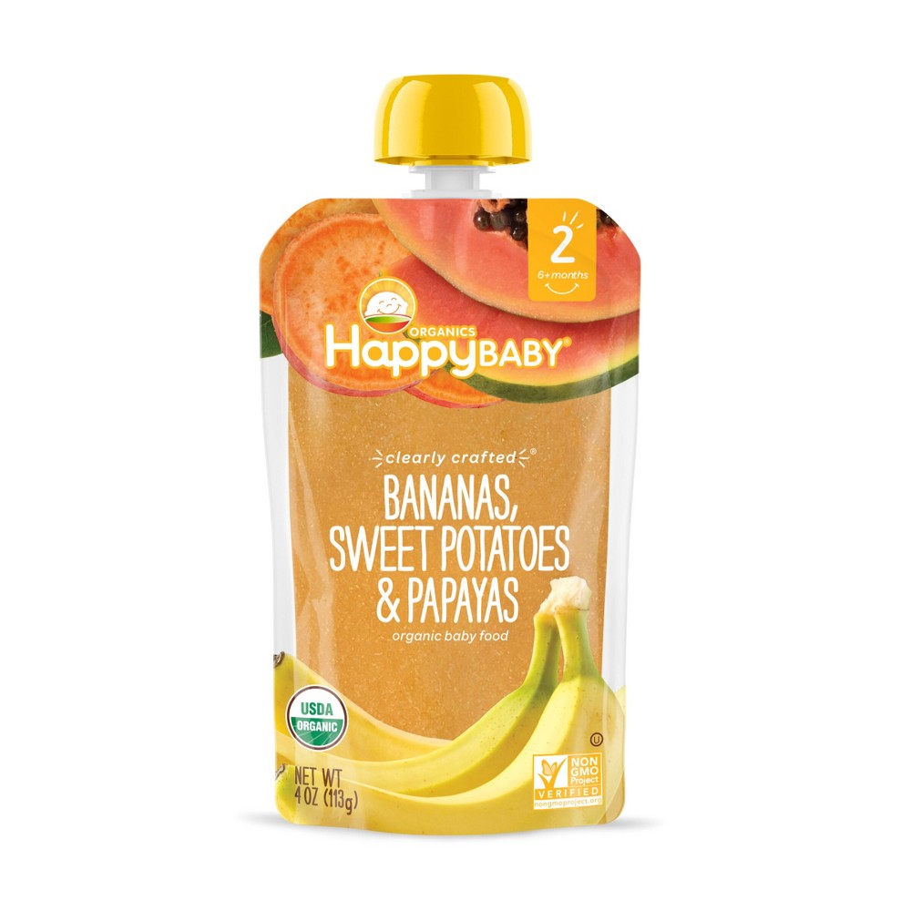 Happy Baby Organics Clearly Crafted Stage 2 Bananas, Sweet Potatoes & Papaya - 4oz