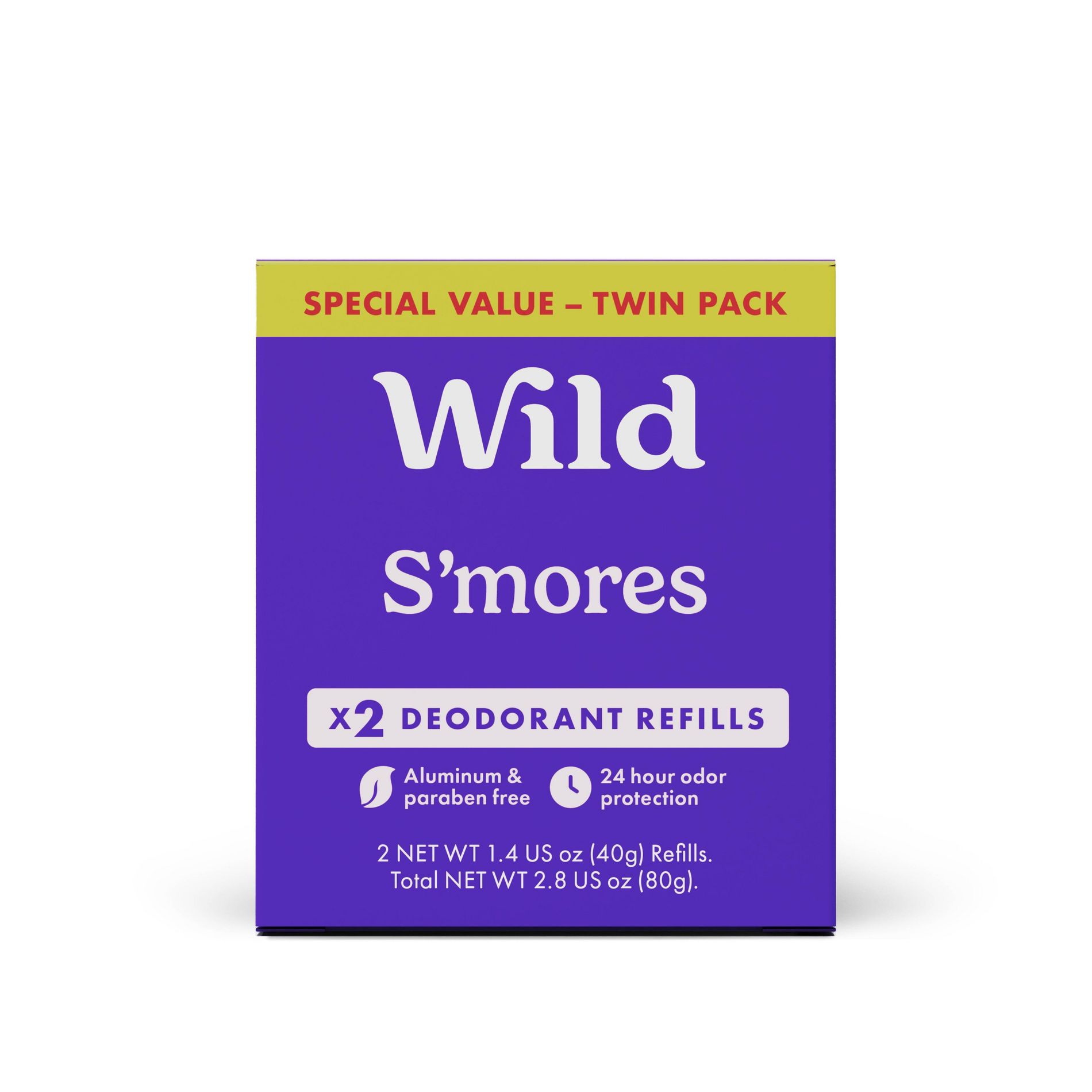 Wild Cosmetics Aluminum-Free Duo Deodorant Refills - S'mores - 1.4oz/2pk
