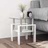 GlasFlength Living Room Modern Minimalist End Tables, Stylish and Fashion, Space Saving for Small Homes Spaces, White,17.72”*20.5”*17.72" - 3 of 4