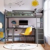 NicBex Twin Bunk Bed with Desk Wood Frame Bed Frame with Storage Cabinet, Full Length Guardrails and Inclined Ladder, No Box Spring Required - 2 of 4