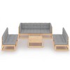 vidaXL Patio Furniture Set 8 Piece Outdoor Sectional Sofa Solid Wood Pine - Natural With Cushions - 3 of 4