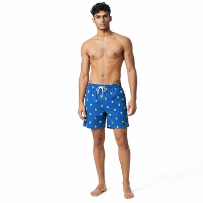 Мужские брюки HEAT Swimwear Heat Men's 17" Yellow Rubber Duckie Bathing Suit | Royal XXX Large — фото 3