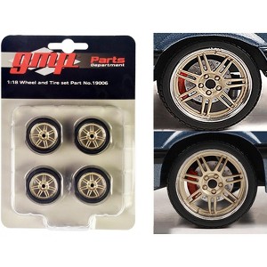 7-Spoke Custom Wheel & Tire Set of 4 pieces from "1989 Ford Mustang 5.0 LX" 1/18 by GMP - 1 of 3