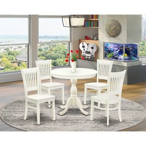 HomeStock 5-Pc Dinette Set- 4 Dining Room Chairs and Modern Dining Room Table - Wooden Seat and Slatted Chair Back - Linen White Finish - 1 of 4