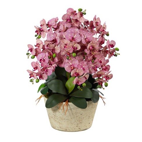 Nearly Natural 33-in Phalaenopsis Orchid Artificial Arrangement In ...