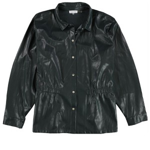 Calvin Klein Womens Faux Leather Elasticized Waist Motorcycle Jacket - 1 of 2