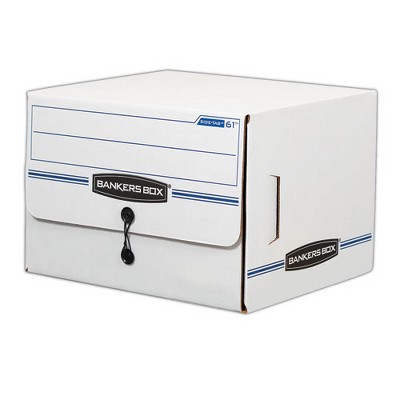 Bankers Box SIDE-TAB Storage Boxes, Letter Files, White/Blue, 12/Carton