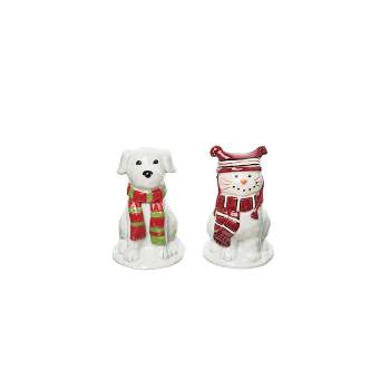 Gallerie II Christmas Dog/Cat Salt & Pepper Shakers Set of 2