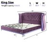 Christopher Knight Home Nathan Velvet Tufted Platform Bed with Wingback Headboard and Nailhead Trim - 3 of 4