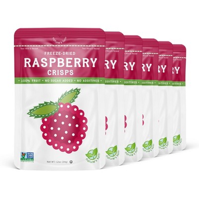 Nature's Turn Freeze-Dried Fruit Snacks - Raspberry Crisps - No Sugar Added, Non GMO, Gluten Free, Nothing Artificial 34g (1.20oz) - 6 Pack