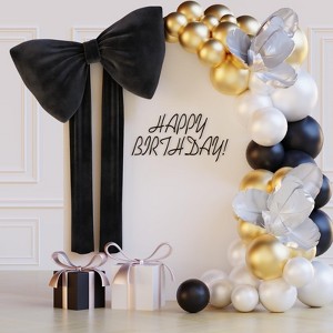 18''x30'' Oversized Bow Birthday Decoration, No-Tie Velvet Bow Wall Decor for Girls' Parties, Weddings Backdrop, Bridal Showers, Baby Showers - 1 of 4