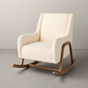 Boucle Upholstered Nursery Rocking Chair Oak/Cream - Hearth & Hand™ with Magnolia - 1 of 4