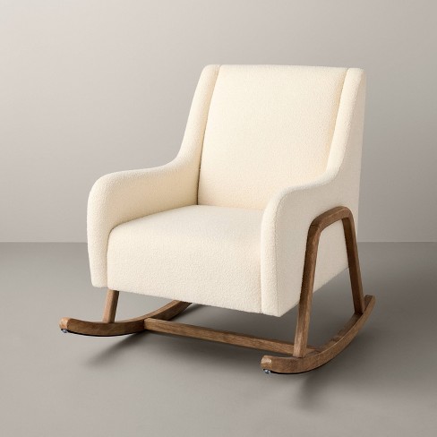 Boucle Upholstered Nursery Rocking Chair Oak cream Hearth Hand With Magnolia Target