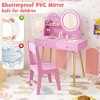 Tangkula Kids Vanity Set w/ Lighted Mirror Princess Makeup Dressing Desk & Chair Set Pink - 4 of 4