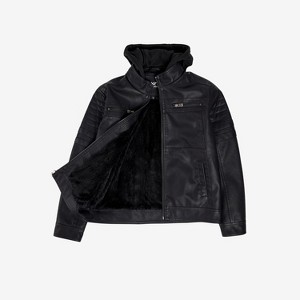 X RAY Boys Grainy PU Leather Hooded Jacket With Faux Shearling Lining - 1 of 4