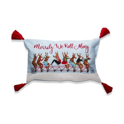 tag Merrily We Roll Along Pillow Throw Pillow Rectangle With Tassels For Bed Couch Living Room