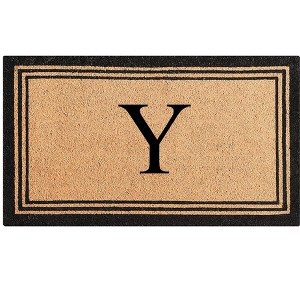 A1HC Natural Coir and PVC Backing Classic Border Monogrammed Door Mat, Anti-Shed Entry Doormat - 1 of 4