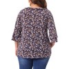 Agnes Orinda Women's Plus Size Floral Print V Neck Tiered Ruffle 3/4 Sleeve Casual Blouse - 4 of 4