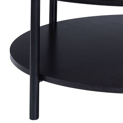 32" Colson Round Black Metal and Rattan Coffee Table