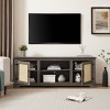 Grungis TV Stand with 2 Storage Shelves for TVs Up to 70 Inch,Console Table with 2 Natural Rattan Door Cabinets for Bedroom,Living Room - 2 of 4