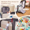 Safstar Large Baby Playpen w/Mat, Basketball Hoop, Soccer Nets, Pull Rings & Ocean Balls, Baby Activity Center with Zippered Doors - 3 of 4