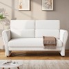 57" Modern Boucle Upholstered Loveseat with Lumbar Pillow – 2-Seater Deep Seat Sofa for Small Spaces & Apartments, Beige - 4 of 4