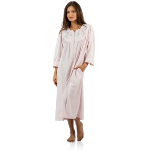 Casual Nights Women's Zipper Front Jacquard Fleece Long Robe Duster - 1 of 3