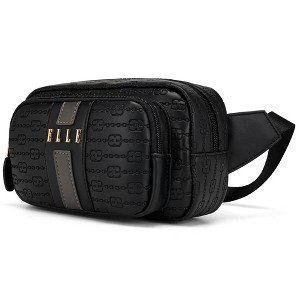 ELLE Luggage Eleganza 1.6L Vegan Leather Monogram Belt/Crossbody Bag - Black - 1 of 4