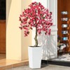 DR.Planzen UV Resistant 6-7FT Pre Potted Artificial Bougainvillea Red Flowers Tree with White Tall Planter for Indoor Outdoor Home Decor - 4 of 4