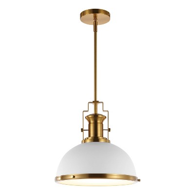 Orders Threshold Metal Dome Pendant White Brass Finish