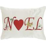 Mina Victory Holiday Embroidered Noel 12" x 16" Beige Indoor Throw Pillow