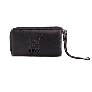 Evergreen NCAA Navy Midshipmen Black Leather Women's Wristlet Wallet Officially Licensed with Gift Box - 1 of 1
