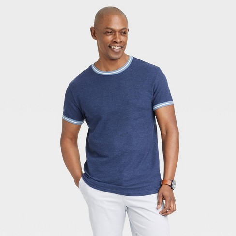 Men's Standard Fit Short Sleeve Crewneck T-Shirt - Goodfellow & Co™ Dark  Blue S