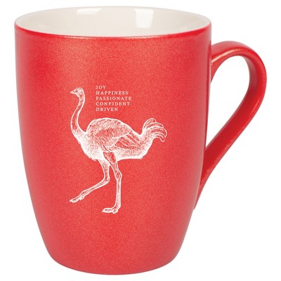Elanze Designs 10 Ounce Ceramic Decorative Laser Engraved Giftable Novelty Tea Coffee Cup Mug Crimson Red Ostrich Joy Passionate Confident Driven