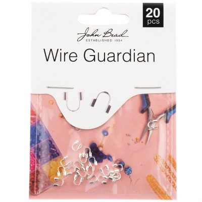 John Bead Must Have Findings Metal Silver 4x4mm Wire Guardian for Jewelry Making Findings, 20 Pieces