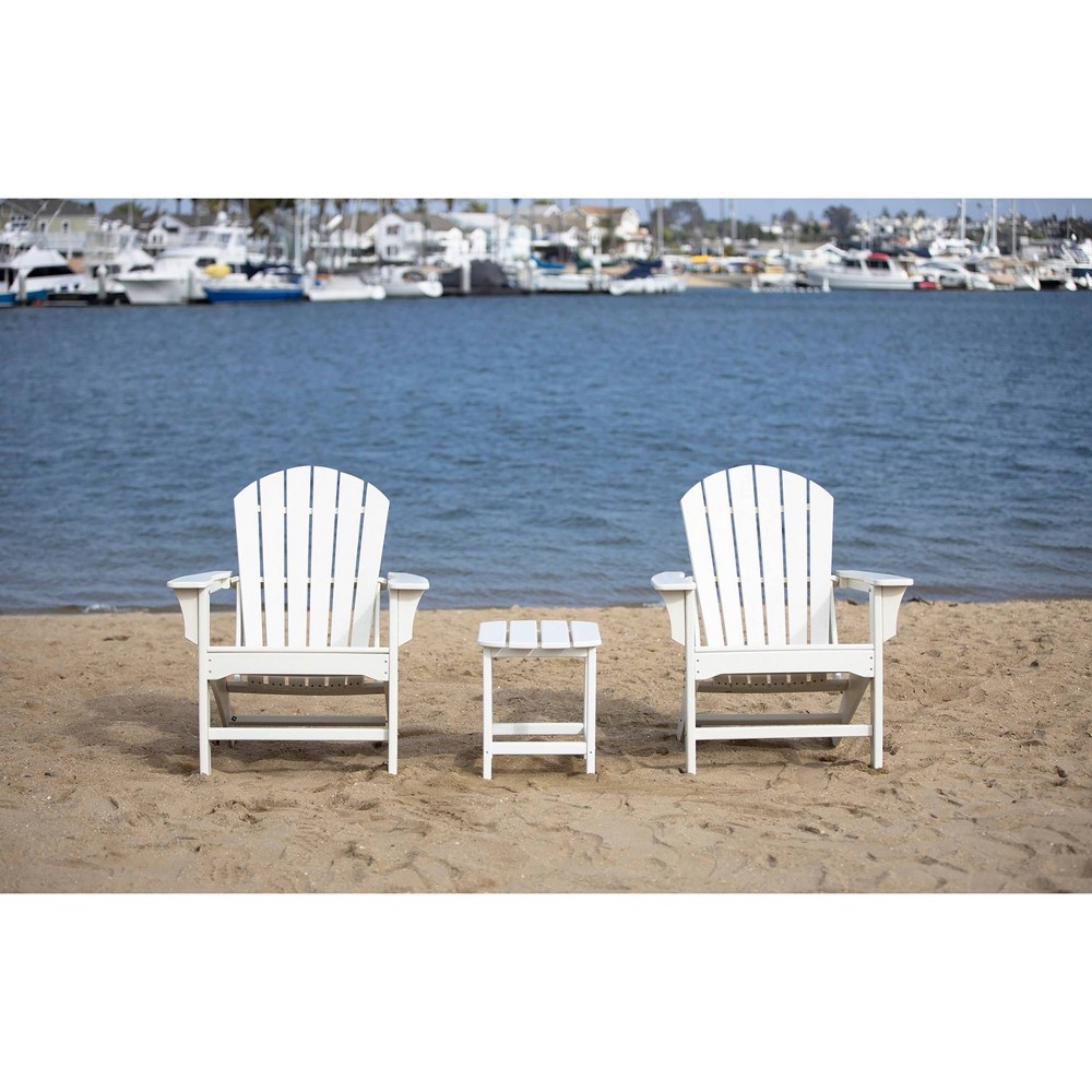 Hampton 3pc Outdoor Adirondack Chair & Table Set White LuXeo