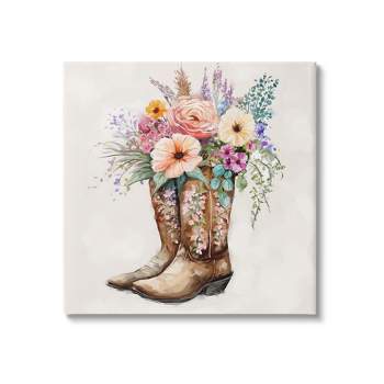 Stupell Industries Country Cowboy Boots Bouquet Gallery Wrapped Canvas Wall Art