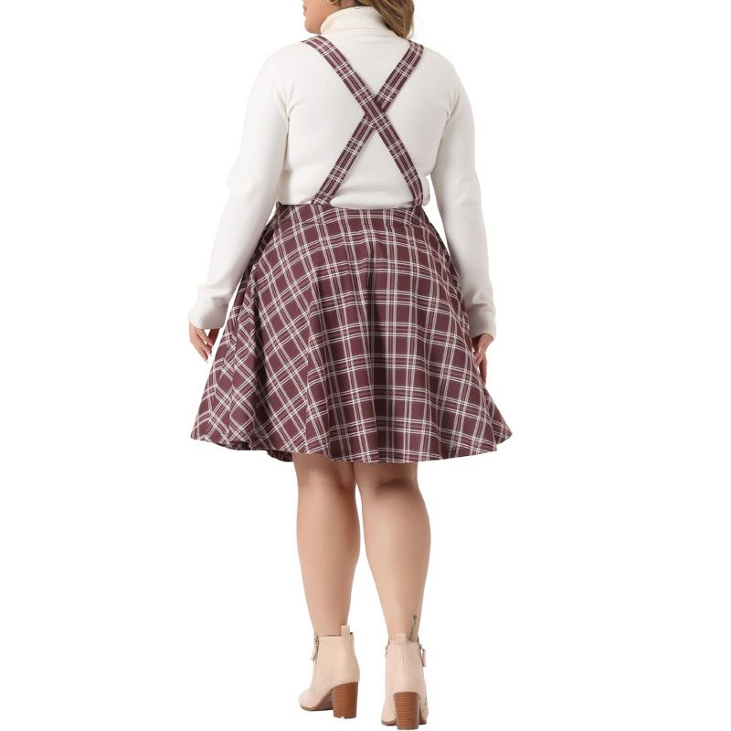 Agnes Orinda Women's Plus Size Elegant Plaid Overalls Fashionable A Line Skirts, 4 of 6
