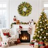 24" Christmas Wreath, Artificial Christmas Decorations with LED Lights, Indoor and Outdoor Holiday Decorative Wreath for Doors, Windows, Walls, Green - 4 of 4