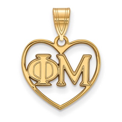 Black Bow Jewelry 14k Yellow Gold Plated Sterling Silver Phi Mu Greek Life Pendant