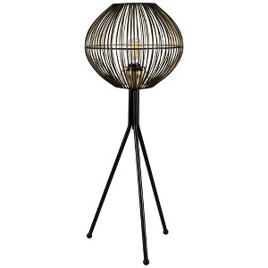 Northlight Iron Table Lamp with Wire Shade - 29.75" - Black and Gold - 1 of 4