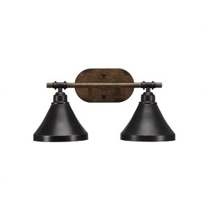 Toltec Lighting Blacksmith 2 - Light Vanity in  Dark Granite with 7" Dark Granite Cone Metal Shade Shade - 1 of 1